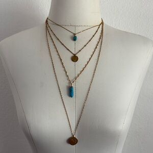 Elegant Gold and Turquoise Layered Necklace